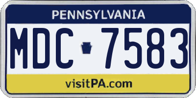 PA license plate MDC7583