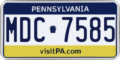 PA license plate MDC7585