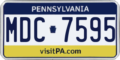 PA license plate MDC7595