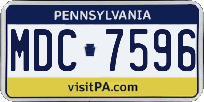 PA license plate MDC7596