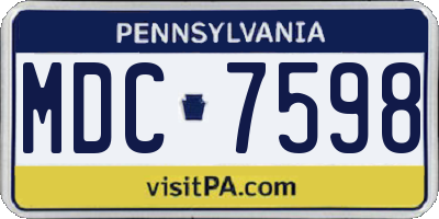 PA license plate MDC7598