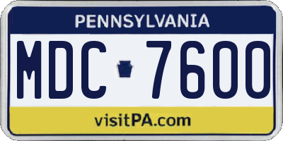 PA license plate MDC7600
