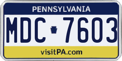 PA license plate MDC7603