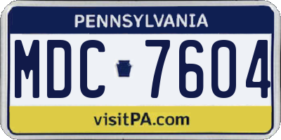 PA license plate MDC7604
