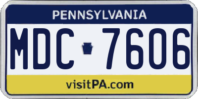 PA license plate MDC7606