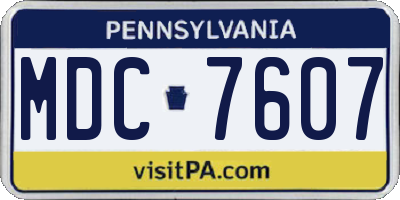 PA license plate MDC7607