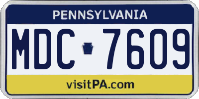 PA license plate MDC7609