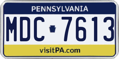 PA license plate MDC7613
