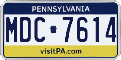 PA license plate MDC7614