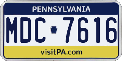 PA license plate MDC7616