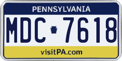 PA license plate MDC7618