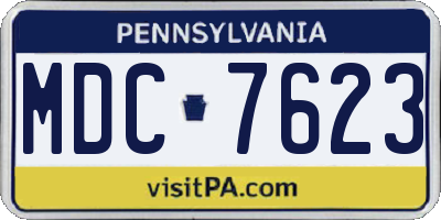 PA license plate MDC7623