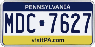 PA license plate MDC7627