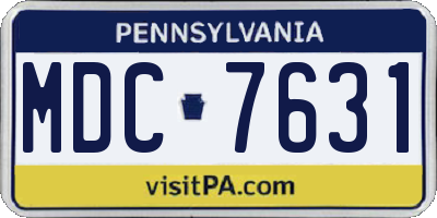PA license plate MDC7631