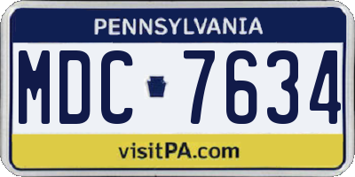 PA license plate MDC7634