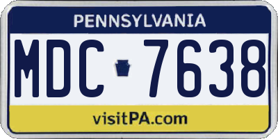 PA license plate MDC7638