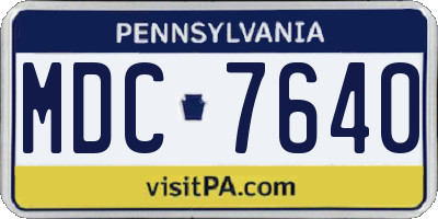 PA license plate MDC7640