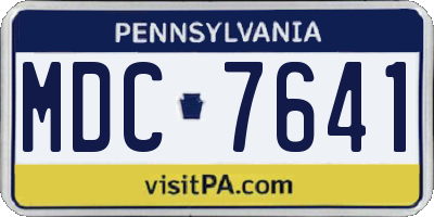 PA license plate MDC7641