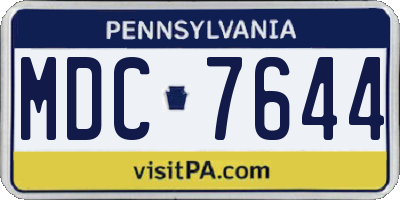 PA license plate MDC7644