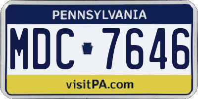 PA license plate MDC7646
