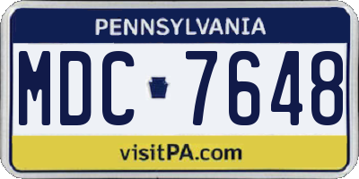 PA license plate MDC7648