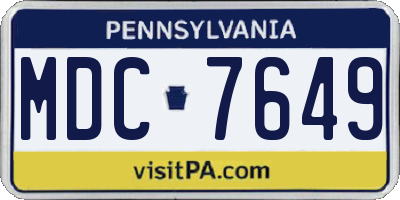 PA license plate MDC7649