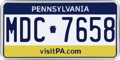 PA license plate MDC7658