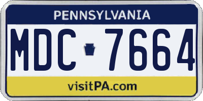 PA license plate MDC7664