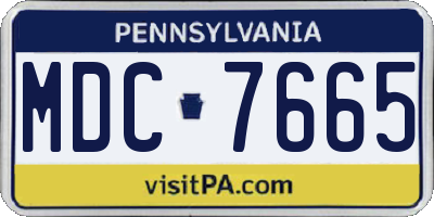PA license plate MDC7665