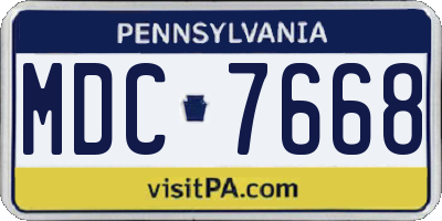 PA license plate MDC7668