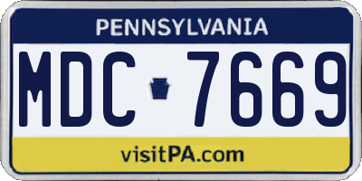 PA license plate MDC7669