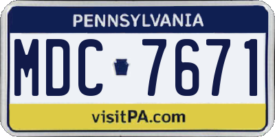 PA license plate MDC7671