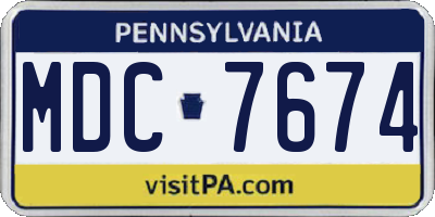 PA license plate MDC7674