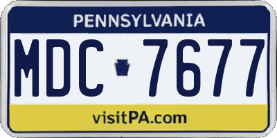 PA license plate MDC7677