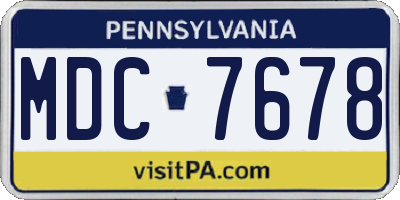 PA license plate MDC7678