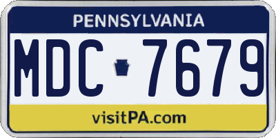 PA license plate MDC7679