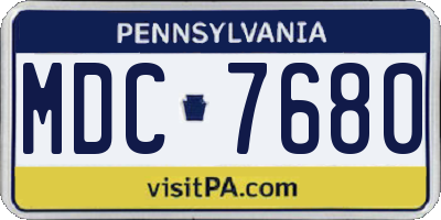 PA license plate MDC7680