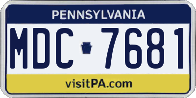 PA license plate MDC7681