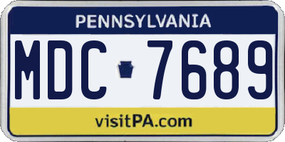 PA license plate MDC7689