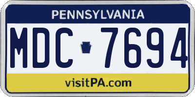 PA license plate MDC7694