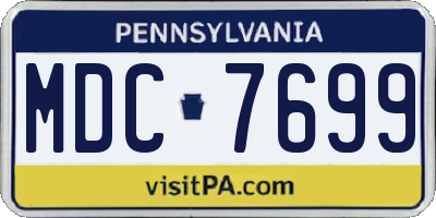 PA license plate MDC7699