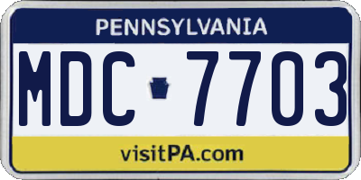 PA license plate MDC7703