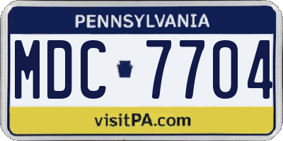 PA license plate MDC7704