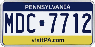 PA license plate MDC7712