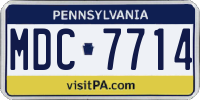 PA license plate MDC7714