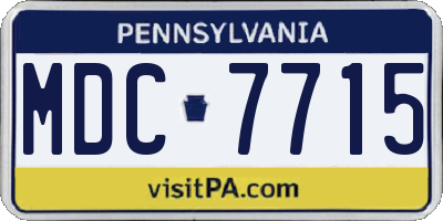 PA license plate MDC7715