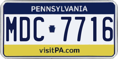 PA license plate MDC7716