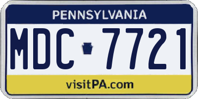 PA license plate MDC7721