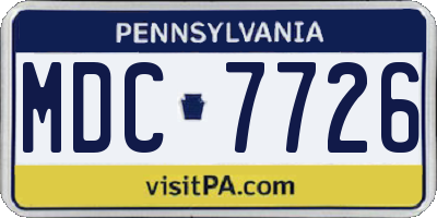 PA license plate MDC7726