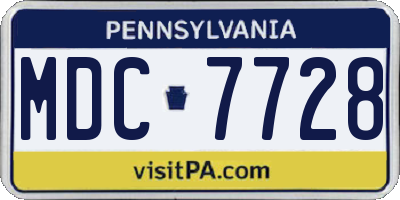 PA license plate MDC7728